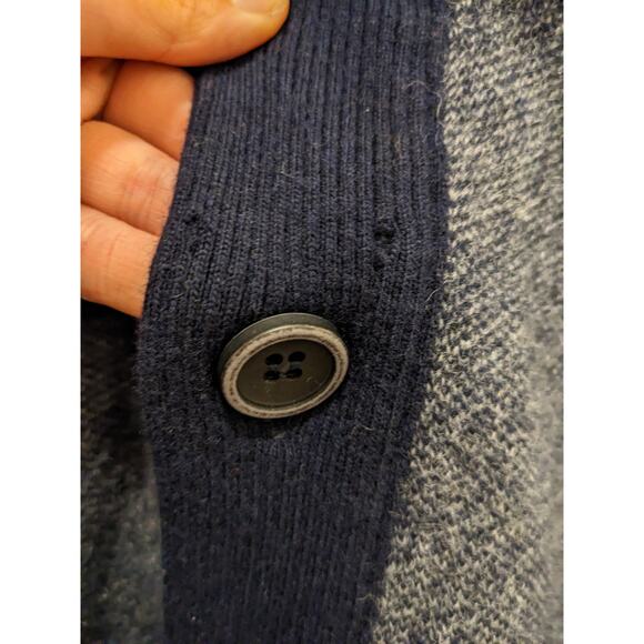 Emozioni Uomo Cardigan Sweater Button Front Wool Navy White - Picture 4 of 7